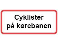 Undertavle - Cyklister på kørebanen 
