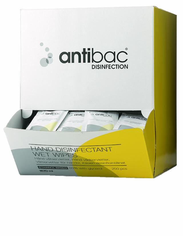 Antibac hånddesinfektionsservietter - 250 stk